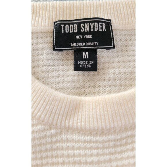 Todd Snyder Cream Merino Wool Sweater Crewneck Textured Knit Mens - Picture 7 of 7